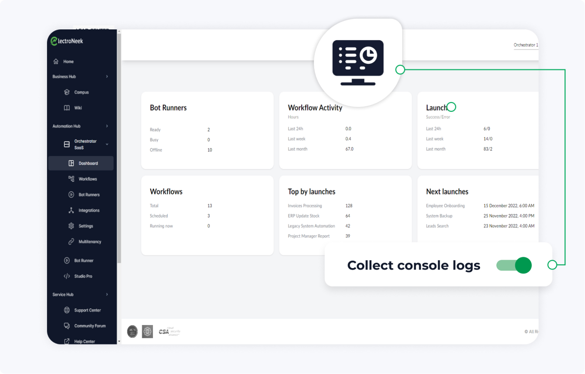 SaaS Orchestrator central bot deployment